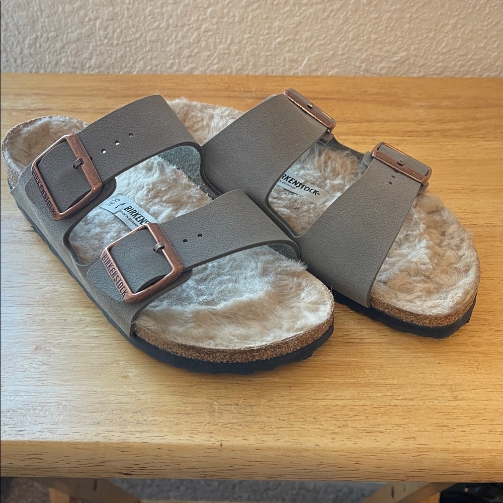 Birkenstock Gray Sandals with Cozy Lining